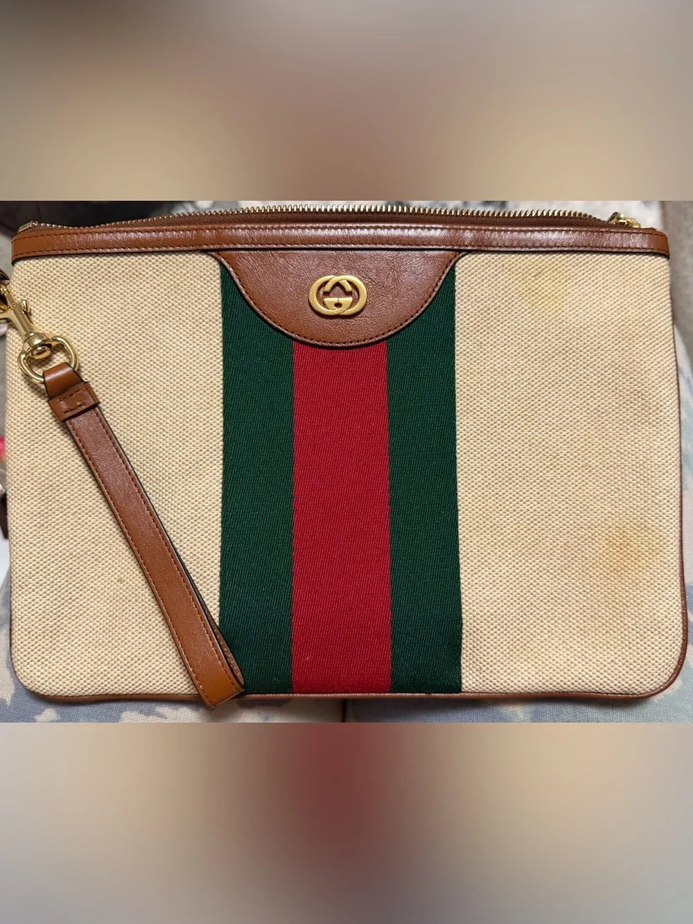 Gucci Canvas Web Stripe Clutch/Wristlet